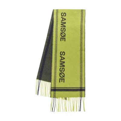 Samsoe & Samsoe Samsøe Samsøe Wool Striped Scarf In Green