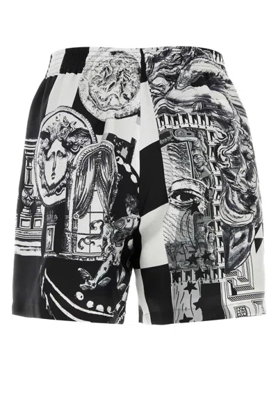 Versace Printed Polyester Swimming Shorts In Multi
