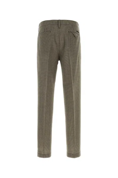 Prada Olive Flat Front Pants In Green