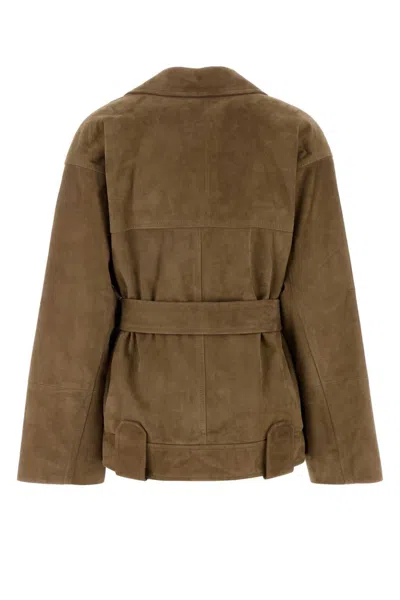 Khaite Biscuit Suede Alder Jacket In Brown