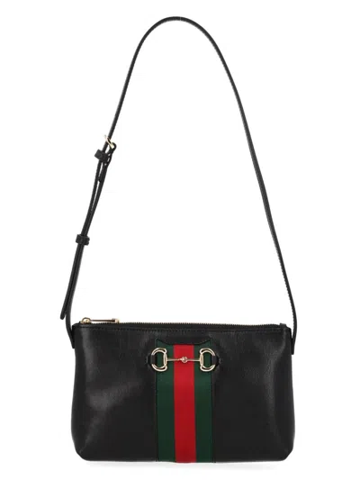 Gucci Web Stripe Leather Mini Bag In Black