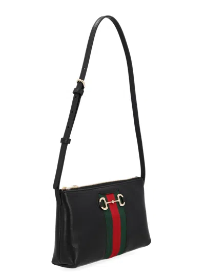 Gucci Web Stripe Leather Mini Bag In Black
