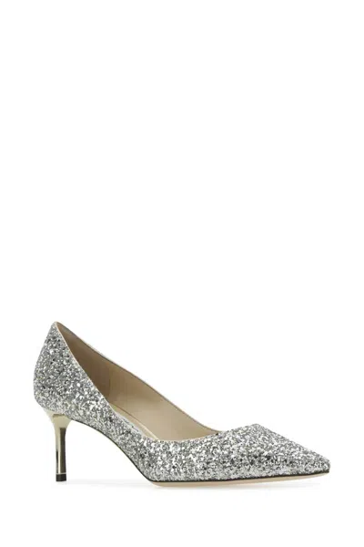 Jimmy Choo Romy Glitter-effect Pumps In Champagne