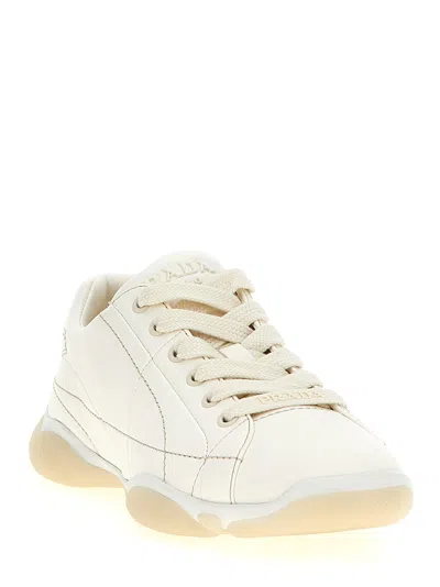 Prada Leather Sneakers Crafted Geometric Stitching In Multi