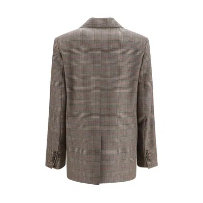 Max Mara Checked Pattern Wool Blazer In Brown