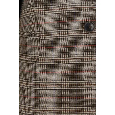 Max Mara Checked Pattern Wool Blazer In Brown