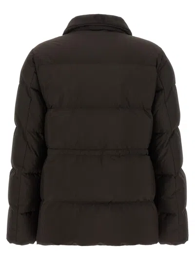 Kiton Down Jacket Long Sleeves Drawstring Collar Pocket In Brown