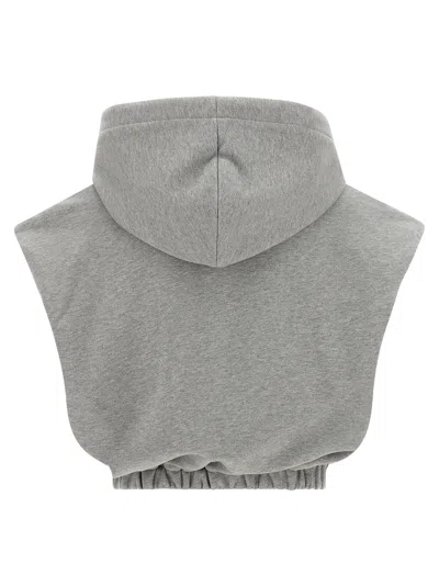Fendi Hooded Sleeveless Top Drawstring Hem In Gray