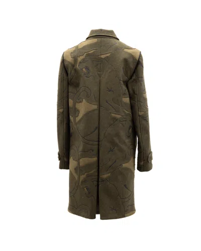 Valentino Garavani Scrollwork Wool Coat In Green
