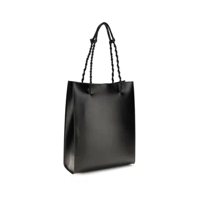 Jil Sander Rectangular Shoulder Bag Smooth Finish Braided Handles In Black