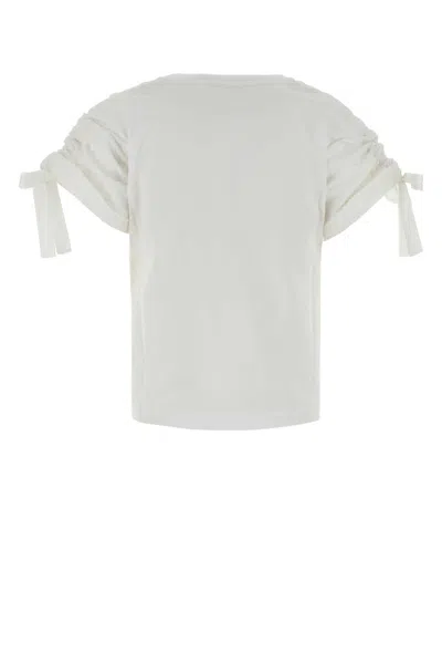 Givenchy White Gathered Shoulder T-shirt In White