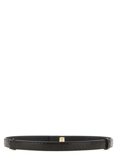 Tom Ford Python-print Calfskin Belt In Brown
