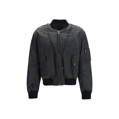 Maison Margiela Nylon Blend Bomber Jacket With Polyester Lining In Blue