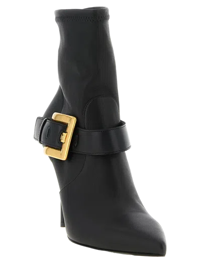 Balmain Buckled Lamb Leather Ankle Boot In Multi