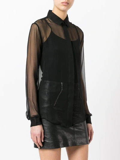 Shop Saint Laurent Transparent Fitted Shirt - Black