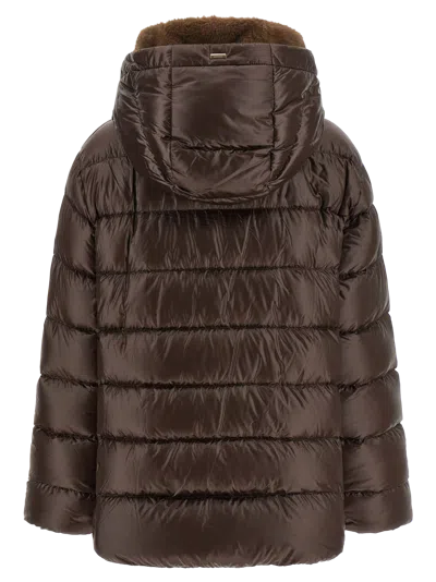 Herno Fusciacca Hooded Mid Length Down Jacket In Brown