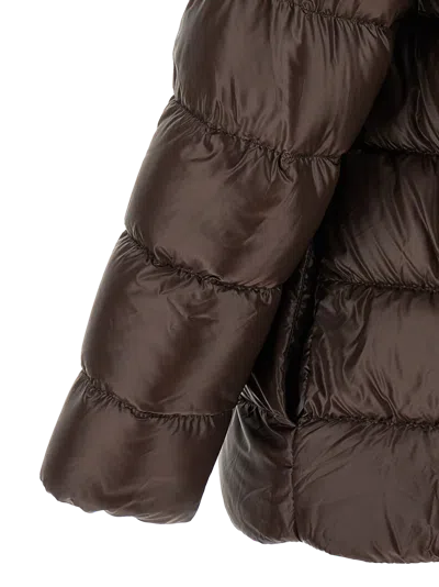 Herno Fusciacca Hooded Mid Length Down Jacket In Brown