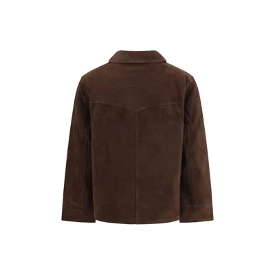 Tory Burch Goat Leather Button-front Jacket With Classic Collar In Brown