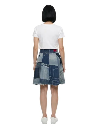 Dolce & Gabbana Patchwork Denim Skirt In Blue