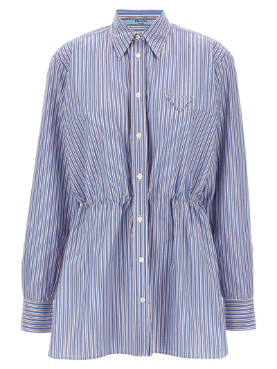 Prada Striped Shirt Shirt And Blouse Multicolor In Blue