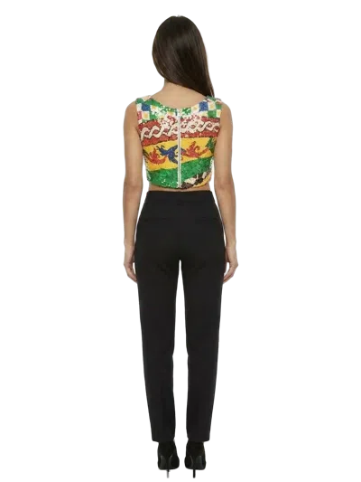 Dolce & Gabbana Sequined Multicolor Tank Top In Multicolor