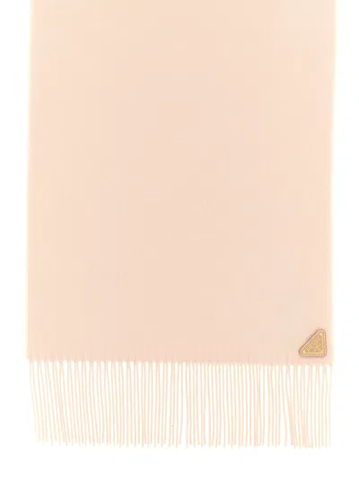 Prada Sciarpa In Seta E Cashmere In White