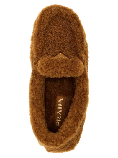 Prada Shearling-lined Loafer In Brown