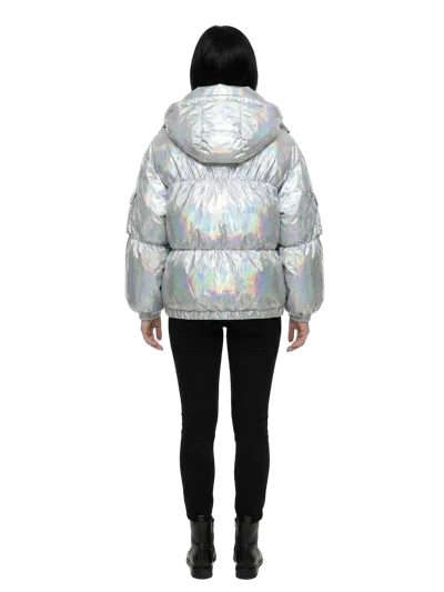 Dolce & Gabbana Iridescent Polyamide Shell Down Jacket In Silver