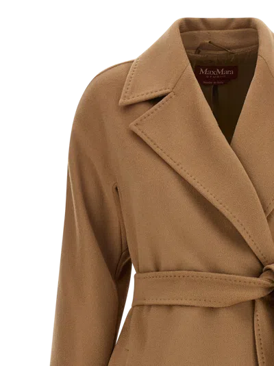 Max Mara Arona Belted Wool Coat In Brown