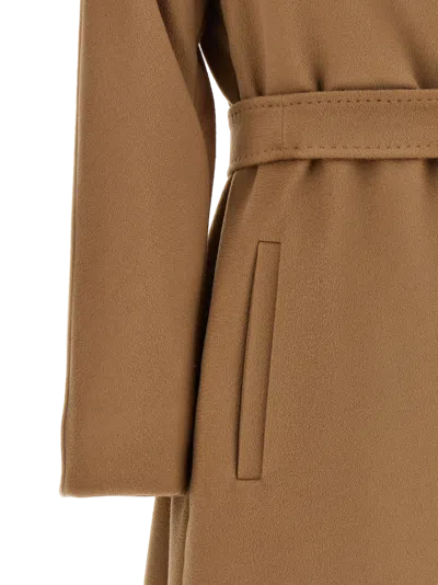 Max Mara Arona Belted Wool Coat In Brown