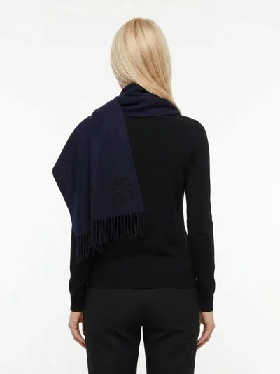 Givenchy Fine Wool Scarf In Navy