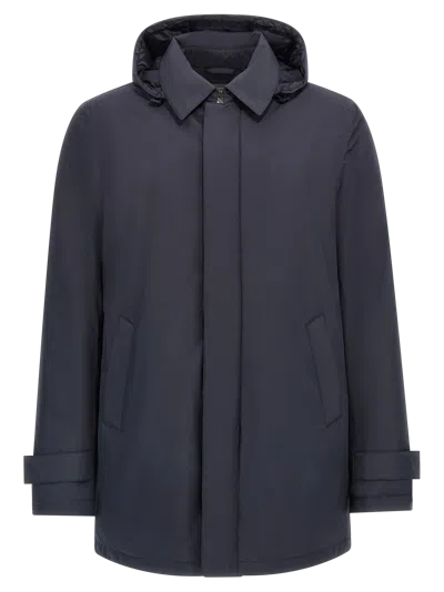 Herno Waterproof Padded Hooded Shell Jacket In Blue