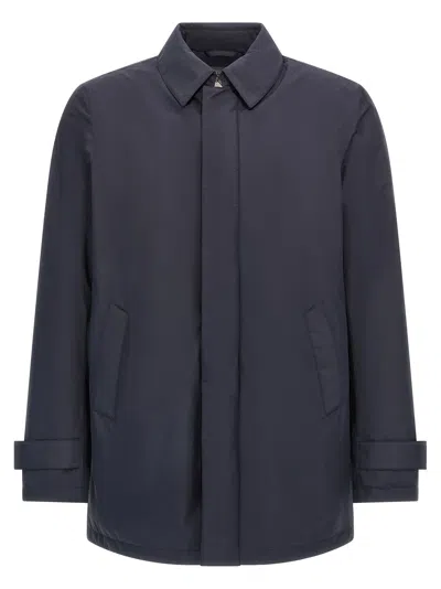Herno Waterproof Padded Hooded Shell Jacket In Blue