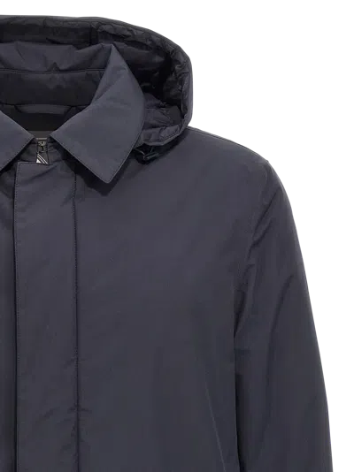 Herno Waterproof Padded Hooded Shell Jacket In Blue