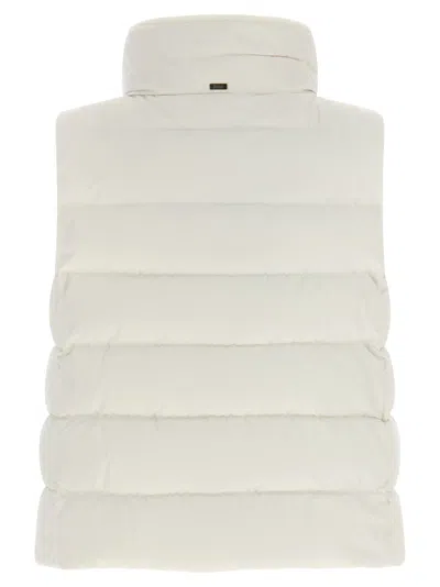 Herno Technical Satin Vest Padded High Collar In White