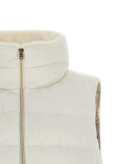 Herno Technical Satin Vest Padded High Collar In White