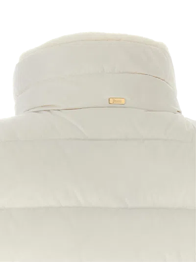 Herno Technical Satin Vest Padded High Collar In White