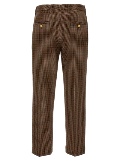 Prada Houndstooth Virgin Wool Trousers In Brown