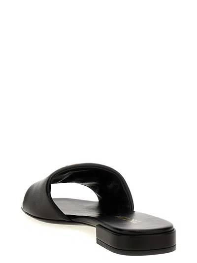 Prada Triangle-logo Slip-on Sandals In Black