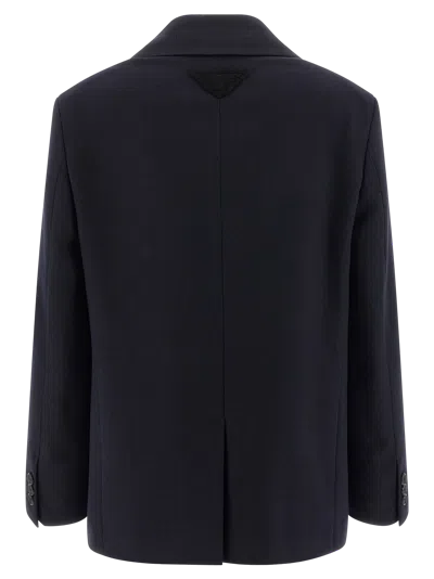 Prada Virgin Wool Blazer In Blue
