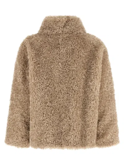 Herno Shearling-effect Polyester Coat In Brown