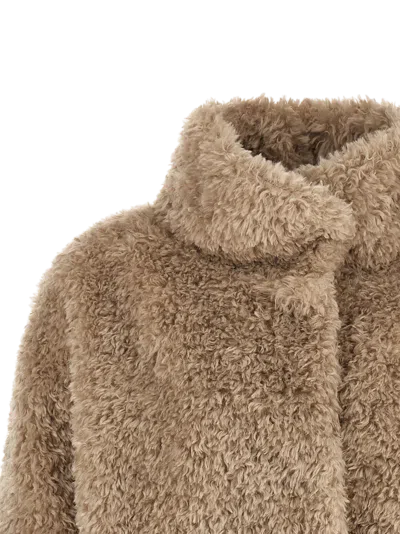 Herno Shearling-effect Polyester Coat In Brown