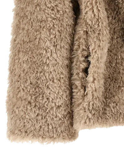 Herno Shearling-effect Polyester Coat In Brown
