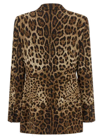 Dolce & Gabbana Leopard-print Wool Blazer In Brown