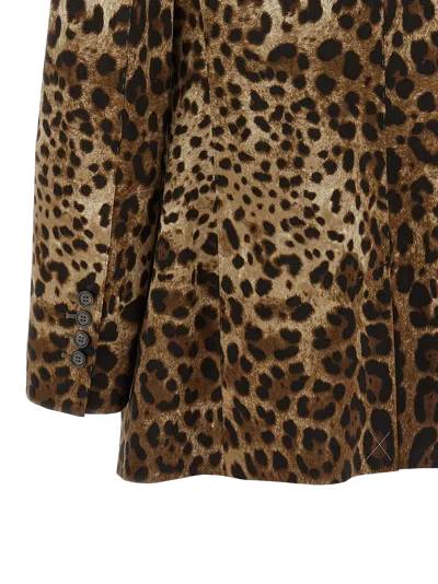 Dolce & Gabbana Leopard-print Wool Blazer In Brown