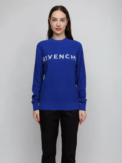 Givenchy Logo-print Cotton Sweatshirt In Blue