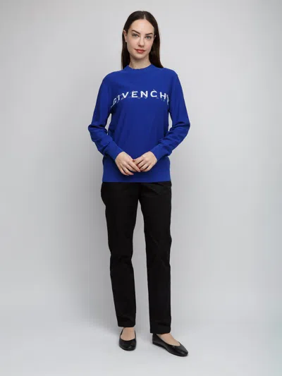 Givenchy Logo-print Cotton Sweatshirt In Blue