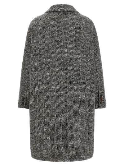 Brunello Cucinelli Double-breasted Herringbone Wool Coat With Sequins