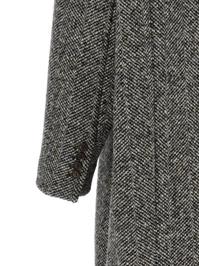 Brunello Cucinelli Double-breasted Herringbone Wool Coat With Sequins