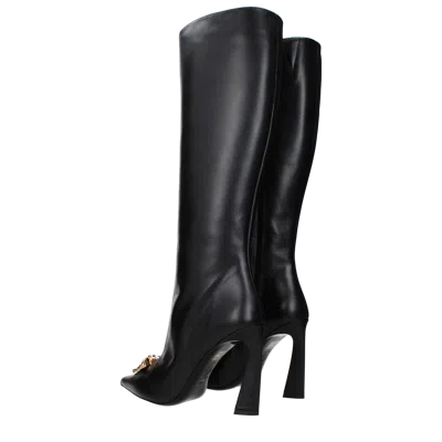 Versace Leather High Heel Heel Boot In Black